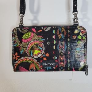 Crossbody Sakroots cute Black with multicolor Design purse/wallet